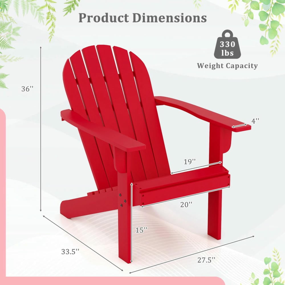 Topcobe Acacia Wood Lounge Patio Adirondack Chair with Inclined Seat, Outdoor Patio Furniture for Porch Balcony Garden Backyard-Red