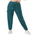 thumbnail image 2 of CHOK Women‘s Drawstring Elastic High Rise Silky Satin Cargo Solid Pants, 2 of 5