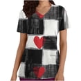 thumbnail image 1 of Blusas médicas de talla grande para mujer, moda, estampado gráfico, para el Día de San Valentín, blusas médicas informales de gran tamaño, manga corta, cuello en V, con bolsillos, 1 of 5