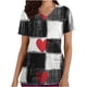 thumbnail image 1 of TaTaai Heart Print Women Scrub Blouse 100 Cotton Classic Fit Short Sleeve V Neck Side Pocket Machine Washable No Fading Medical Work Daily Top Gift, 1 of 5