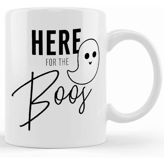 Here For The Boos Halloween Mug, Large Coffee Mug, Cute Halloween Fall Mug, Ceramic Novelty Coffee Mugs 11oz, 15oz Mug, Tea Cup, Gift Present Mug For Birthday, Christmas Thanksgiving Fes