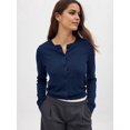 thumbnail image 6 of Cropped Cardigan Shrug for Women, Button Down Long Sleeve Knit Sweater for Dresses,for Jeans Navy Blue M, 6 of 9