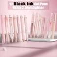 thumbnail image 6 of CCOCC 14Pack Pastel Gel Ink Pen Set, Cute Retractable 0.5mm Fine Point Pen, 12 Pack Black Ink Pens with 2Pack Highlighter, Smooth Writing Pens (Pink), 6 of 9