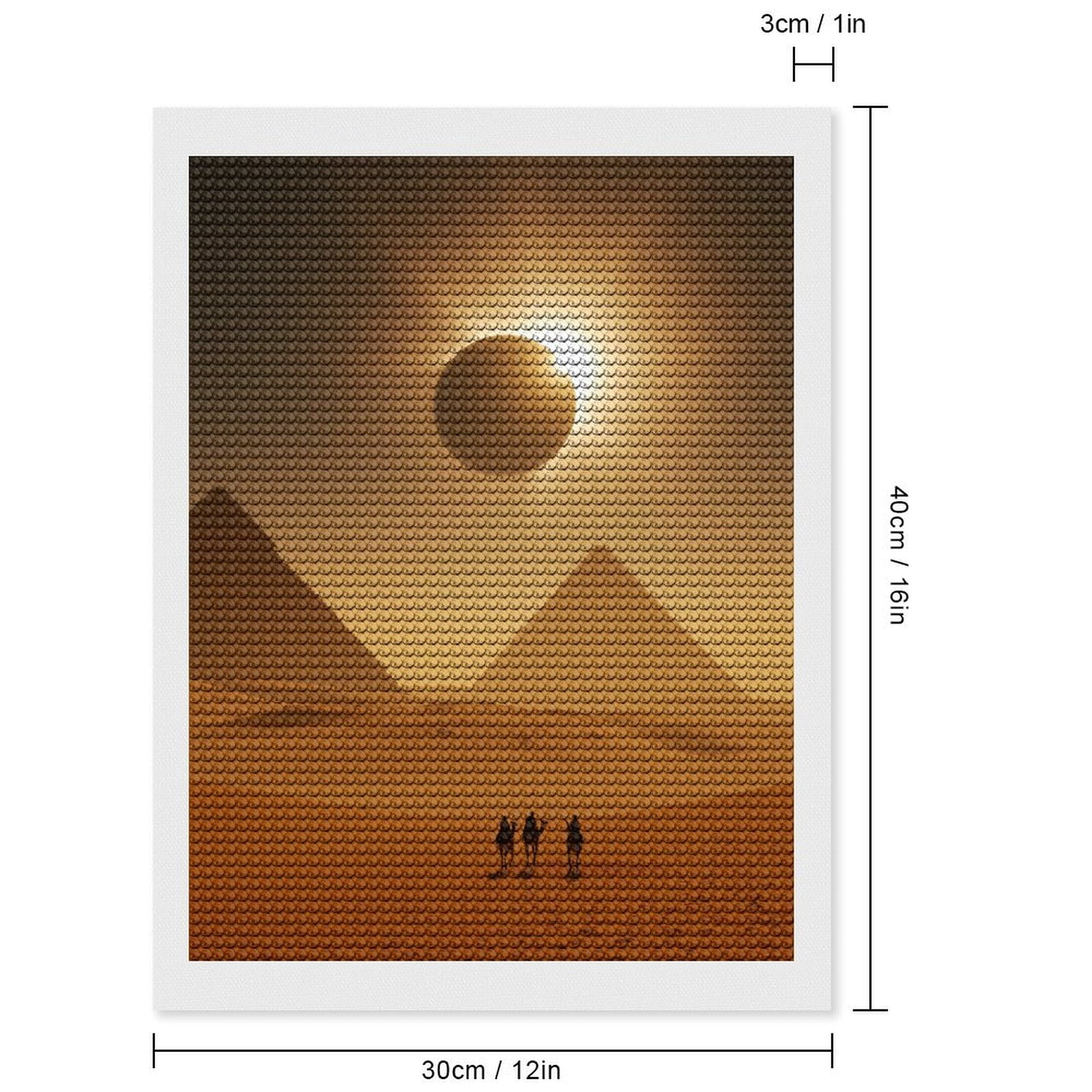 Diamond Art Kits for Adults, Desert Eclipse Pyramids Camels Silhouette 5D Diamond Painting Kits for Adults Beginners, DIY Full Drill Diamond Painting, Gem Art and Crafts 12x16