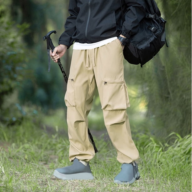 Pantalones largos para hombre, para exteriores, impermeables, a la moda, lisos, informales, con cintura elástica y bolsillos, pantalones cargo para hombre.