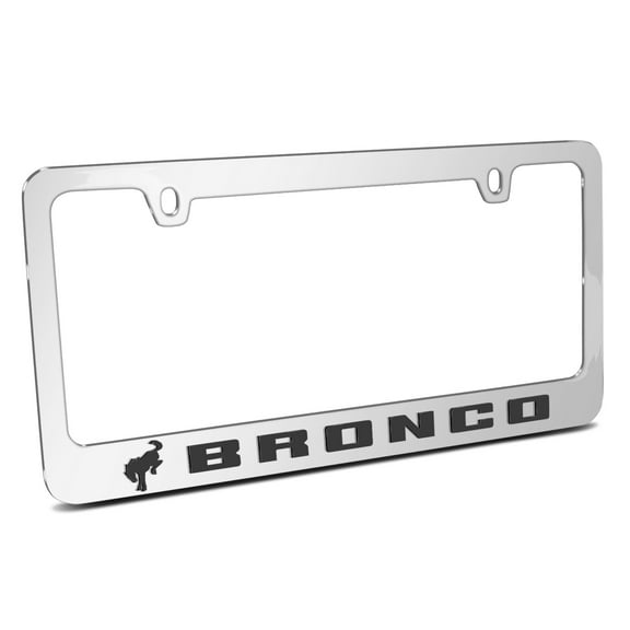 iPick Image for Ford Bronco in 3D American-Made Mirror Chrome Metal License Plate Frame, Official Licensed