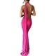 thumbnail image 2 of Vestido largo sexy con tirantes finos y espalda descubierta para mujer, vestido de fiesta ajustado con cordones, vestido Halter de noche para discoteca, 2 of 5