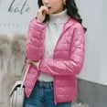 thumbnail image 4 of Juebong Women's Packable Puffer Jacket Slim Fit Hooded Lightweight Down Coat Winter Windproof Warm Quilted Short Down Jackets Pink,XL, 4 of 7