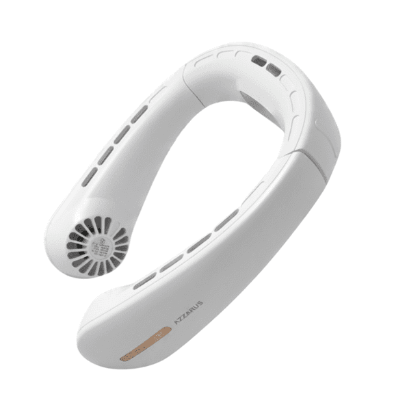 AZZARUS Bladeless Neck Fan – USB Rechargeable Personal Cooling Fan, 4000mAh Battery, 3 Speeds, 360° Airflow, White