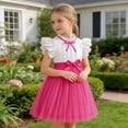 thumbnail image 4 of Summer Dresses for Girls Fashion Fly Sleeve Crewneck Mini Sundress Cute A Line Princess Dress with Bowknot Size 3-10, 4 of 5