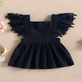 thumbnail image 2 of Enfants Filles Princesse Robe Couleur Unie Mouche Robe Manches, 2 of 8