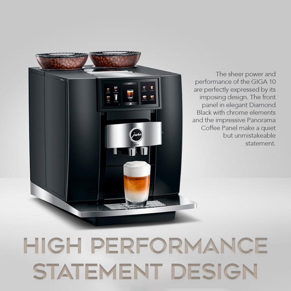 Jura GIGA 10 Automatic Espresso Machine (Diamond Black) with Capresso Coffee Bean, and Accessories