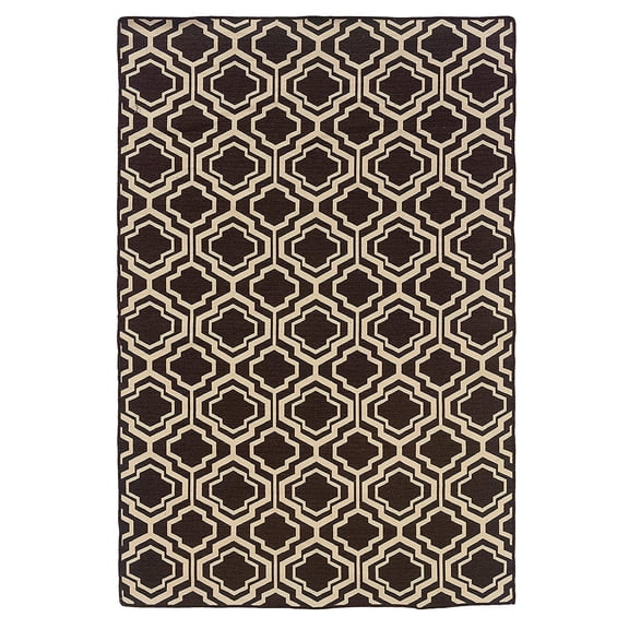 Hawthorne Collection 5' x 8' Hand Woven Double Quatrefoil Wool Rug