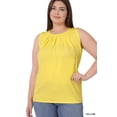 thumbnail image 2 of Zenana Women & Plus Slim Fit Round Neck Sleeveless Front Neck Pleated Blouse Tops w/Keyhole Back, 2 of 3