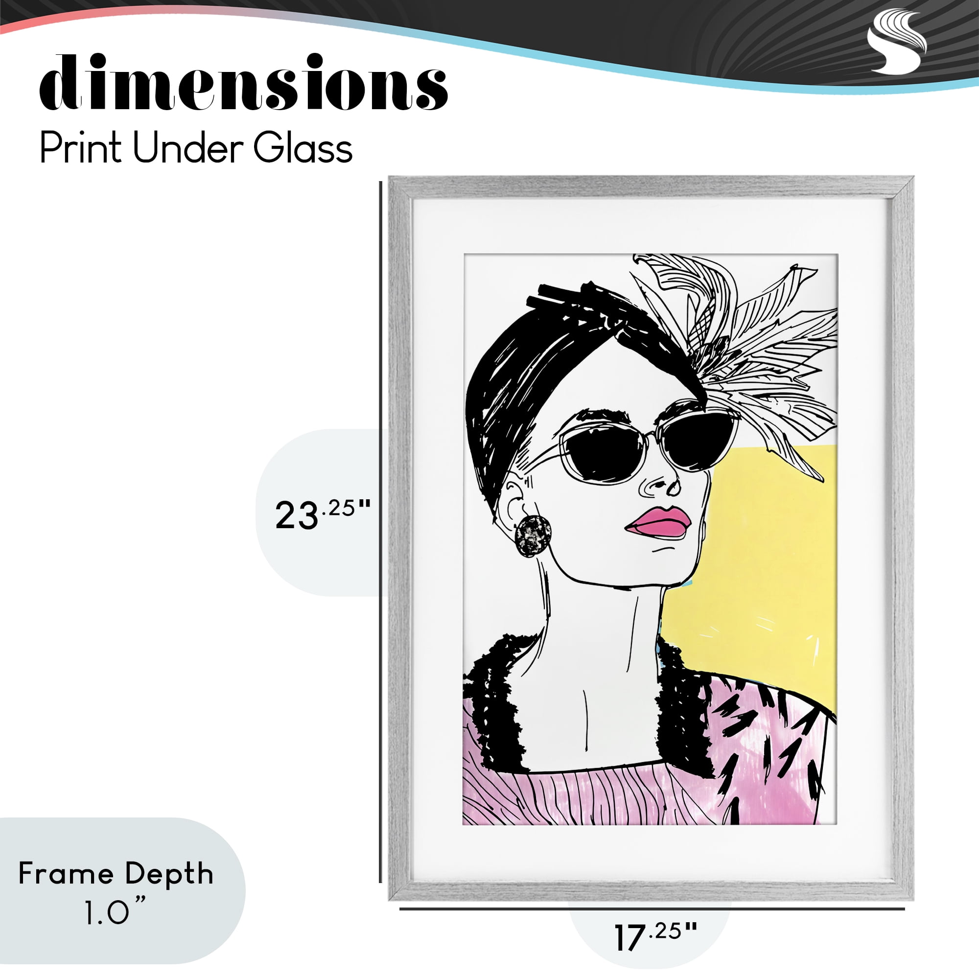 Stupell Industries The Rebel Muse Portrait Gray Framed Print Under Glass, design by Andrea Haase