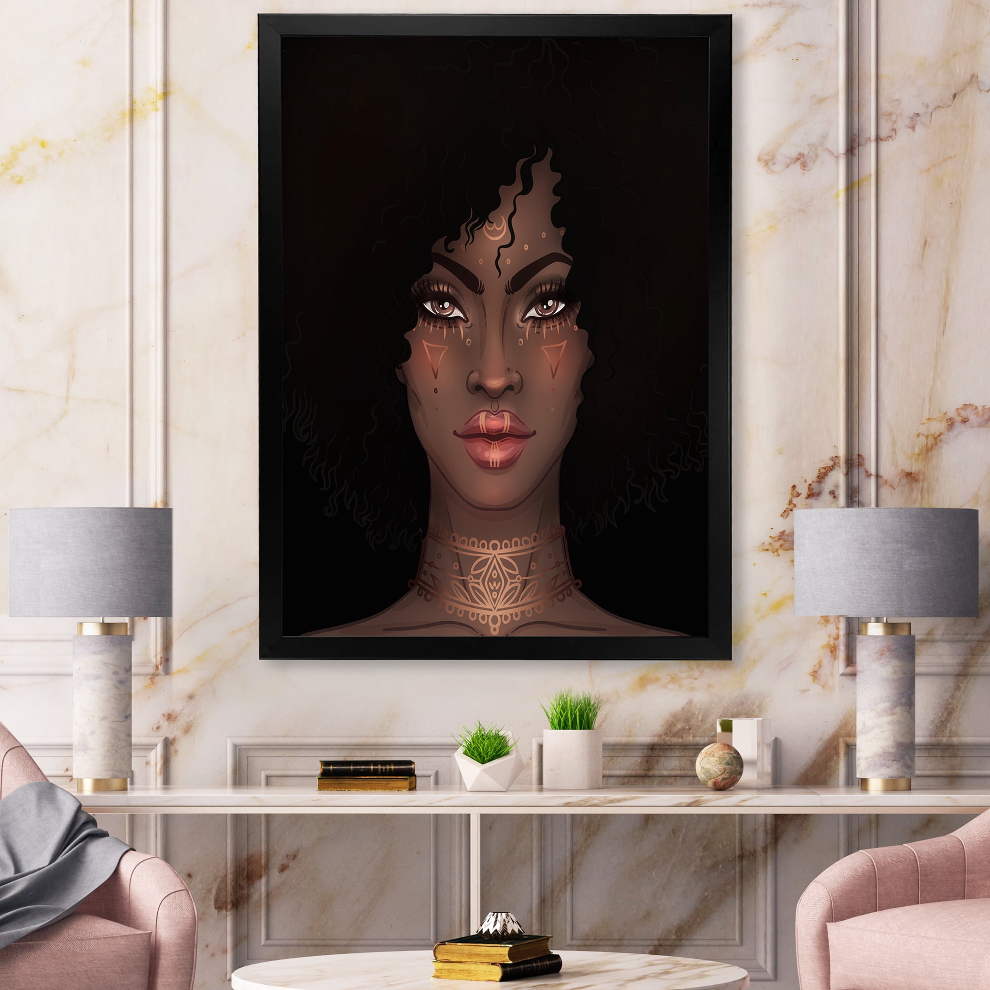 Designart 'Portrait of Afro American Woman II' Modern Framed Art Print