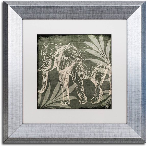Trademark Fine Art "Elephant 1" Canvas Art by Color Bakery White Matte, Silver Frame