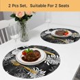thumbnail image 5 of Black Grey Flowers Round 13 Inch Placemats Set of 2, Modern Abstract Blooms Floral HeatResistant Non Slip Place Mats for Dining Table, Wipeable Braided Kitchen Table Mats for Housewarming, 5 of 9