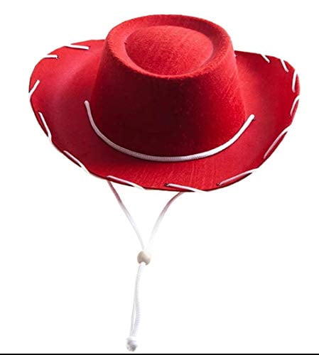 Children's Red Felt Cowboy Hat Adult Cosplay Outdoors Sun Hat Party Supplies 