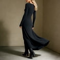 thumbnail image 2 of Bodycon Dresses for Women Boho Stretch Draped Fall Maxi Wrap Knotted Dress (Black XL), 2 of 6