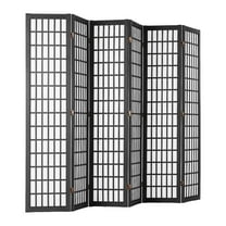 KFFKFF 6-Panel Folding Room Divider, Japanese-Style Privacy Screen, Portable Partition for Indoor Use, Ideal for Room Separation, Home, Office, Restaurant, and Bedroom (Black)