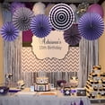 thumbnail image 4 of Party Hanging Paper Fans Set, Round Pattern Paper Garlands Decoration for Birthday Wedding Graduation Events Accessories, Set of 6, 4 of 7