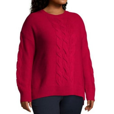 St Jhon's Bay Women's Long Sleeve Sweater, Cabaret Red, Medium
