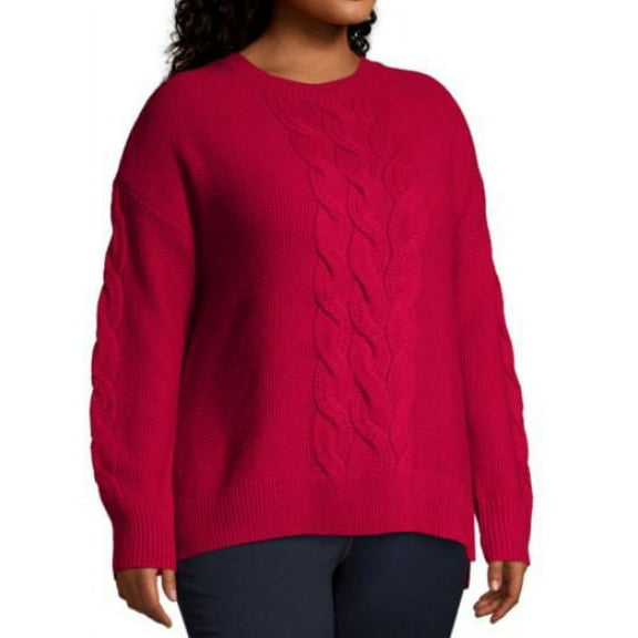St Jhon's Bay Women's Long Sleeve Sweater, Cabaret Red, Large