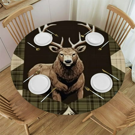 

BCIIG Bear Deer Arrows Round Table Cover Stain Resistant Washable for Indoor Outdoor Kitchen Dining Wedding Parties Tablecloths 100% Polyester Fiber 31 -35