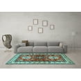 thumbnail image 3 of Ahgly Company Indoor Round Geometric Light Blue Traditional Area Rugs, 6' Round, 3 of 4