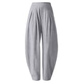 thumbnail image 2 of Only Moment Lightweight Linen Pants Flowy Wide Leg Pants Casual Work Dress Pants Lounge Sweatpants High Waist Comfy Loose Trousers with Pockets Light Ashy,XL, 2 of 7