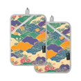thumbnail image 7 of Yayeee Pot Holders Kitchen Heat Resistant with Pocket 7"x9.8" Cotton Oven Cooking Hot Pads, Beige Floral Wave, 7 of 7