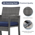 thumbnail image 4 of Orange-Casual 3 Piece Outdoor Modern Bistro Set, Wicker Conversation Set, Patio Rattan Chair Set, Patio Furniture Set with Coffee Table, Garden (Blue), 4 of 5