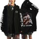 thumbnail image 1 of Sudaderas con cremallera para rapero, chaquetas informales de gran tamaño, sudaderas con capucha de lana fina con estampado gráfico, Tops con cremallera, abrigo de calle de Hip Hop, 1 of 4