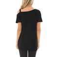 thumbnail image 4 of SHIBEVER Casual Cold Shoulder Tunics Tops for Women Summer Cute Short Sleeve Twist Knot Blouse T-Shirt Black 2XL, 4 of 7