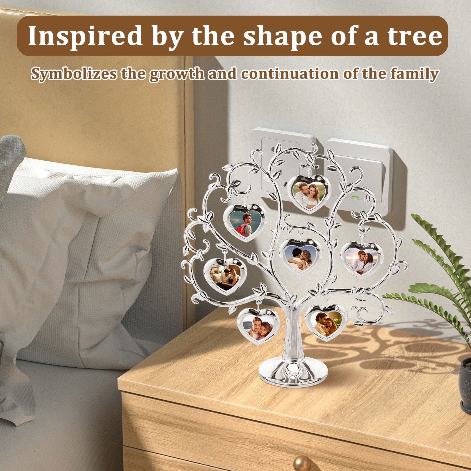 Keyohome Photo Frame Family Tree Metal Family Tree Photo Frame Tree Shape Display Rich Multi Picture Frame Tree Free Combination Photo Picture Tree Displays for Home Wedding Decor