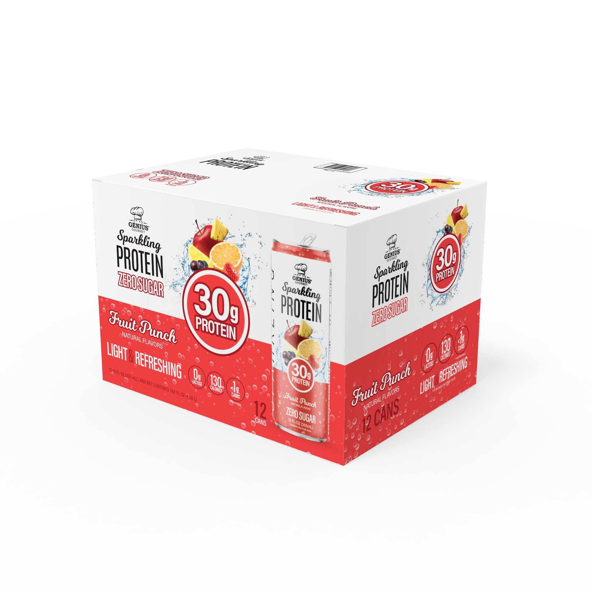 Genius Gourmet Sparkling Protein, Fruit Punch, 12oz RTD