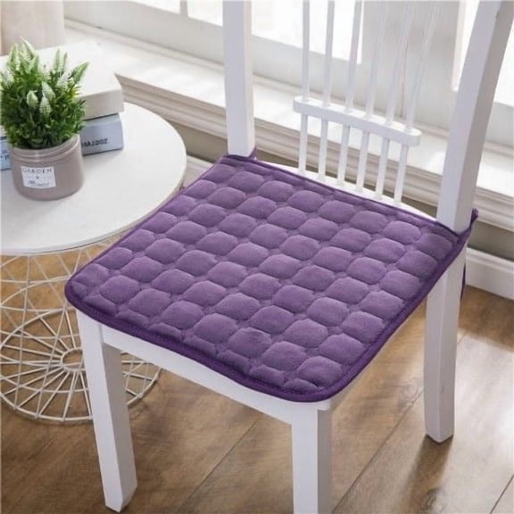 ERDOUY 4 Packs Purple Ultra-Thick Winter-Ready Plush Seat Cushion, 20×20in Padded Chair Pad with Secure Ties - Comfort Cushions for Office/Car/Kitchen Chairs, Style B