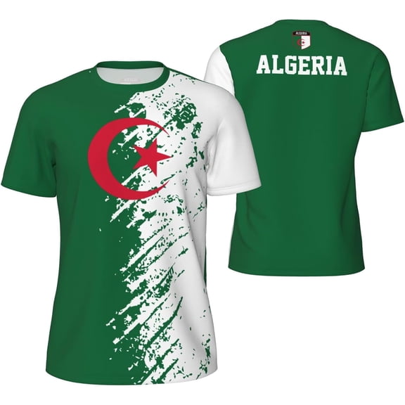 Algeria Flag Grain T-Shirt for Running Soccer Tennis Fitness Sports Jerseys Shirts
