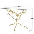 thumbnail image 3 of DecMode 43" x 32" Gold Metal Branch Floral Console Table with Tempered Glass Top, 1-Piece, 3 of 7