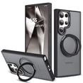 thumbnail image 2 of Dteck Case for Samsung Galaxy S23 Ultra,Magnetic Rubber Case Matte PC Mag-Safe with 360°Rotating Invisible Ring Stand Military Grade Shockproof Back Cover,Black, 2 of 8