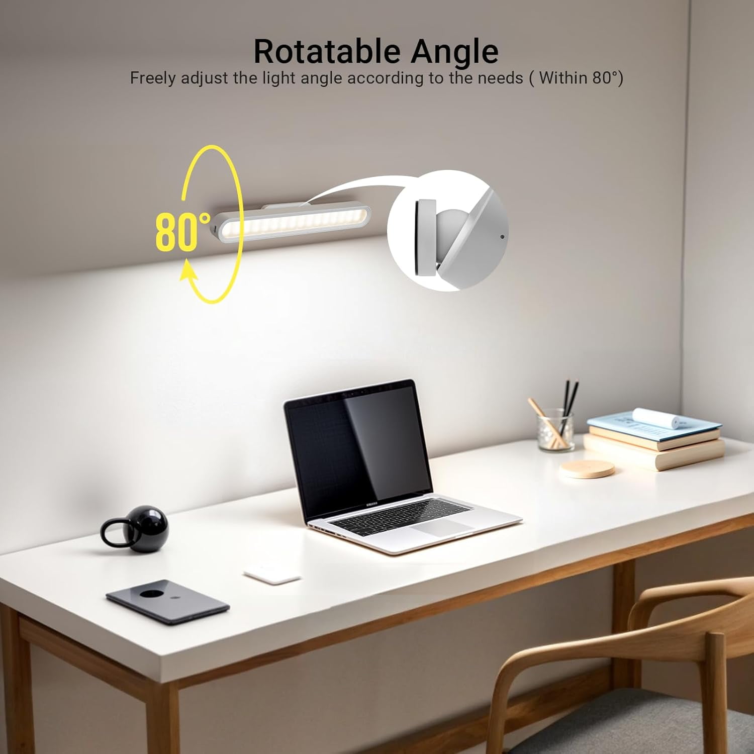 JJEAN-Rechargeable Magnetic Under Cabinet Lighting, 3 Colors Adjustable Mirror Lights with 50 LED, 2600mAh Battery Makeup, Touch Lights Bar for Closet Bathroom Kitchen Sink Picture