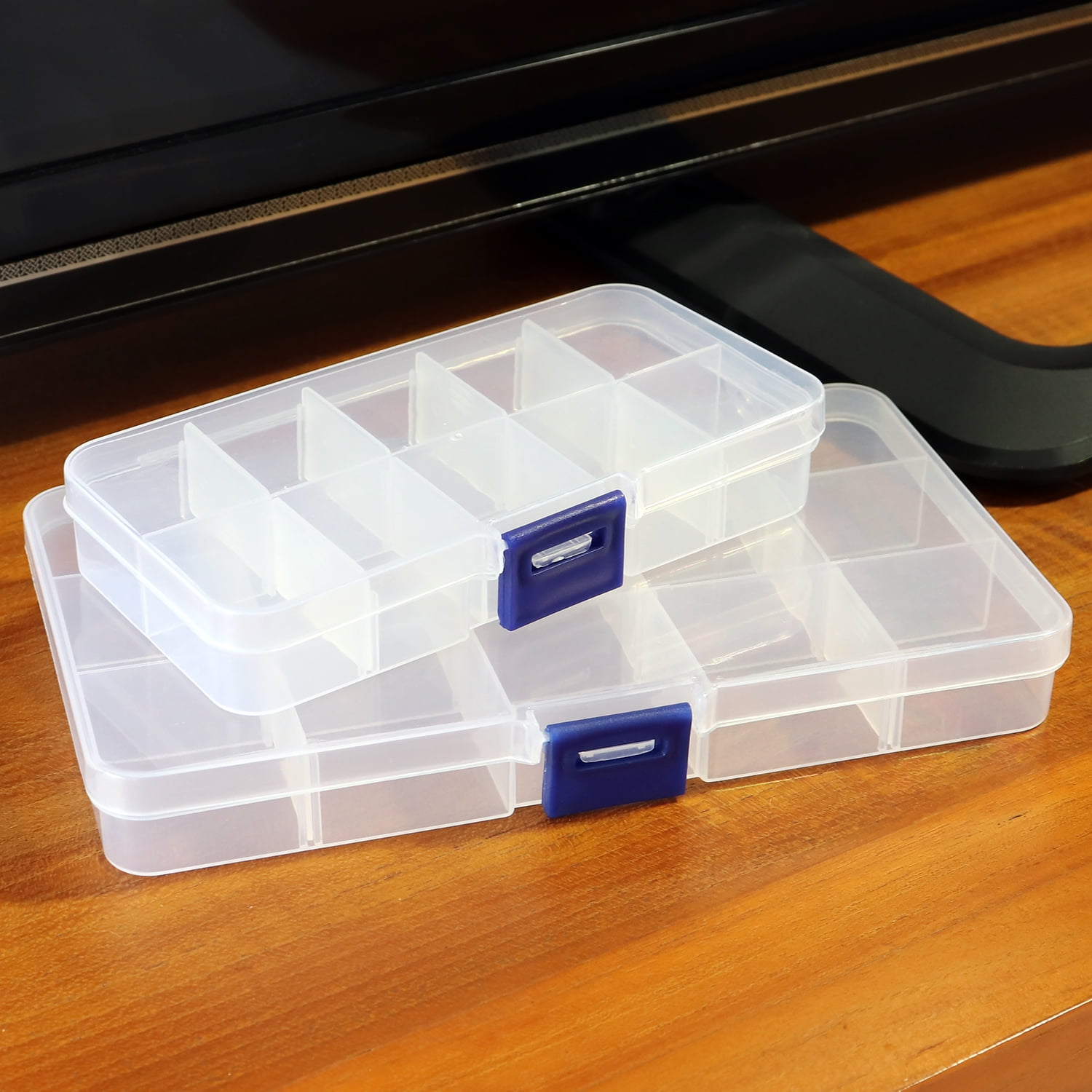 STEADY Plastic 15 Slots Adjustable Jewelry Storage Box Case Craft Organizer  Bead CBlue / One Size 