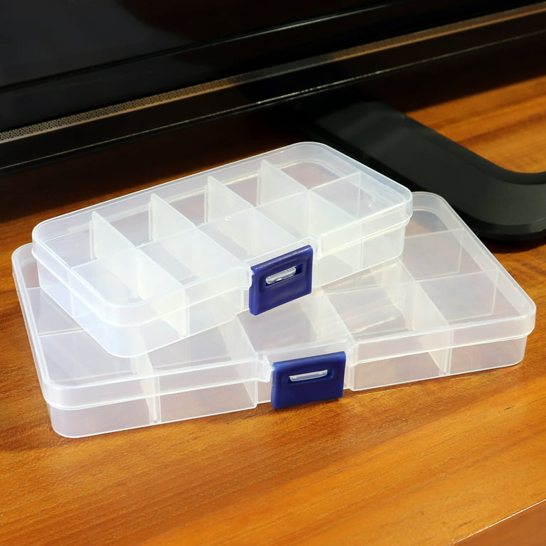 12 Pack Small Clear Plastic Beads Storage Containers Box with