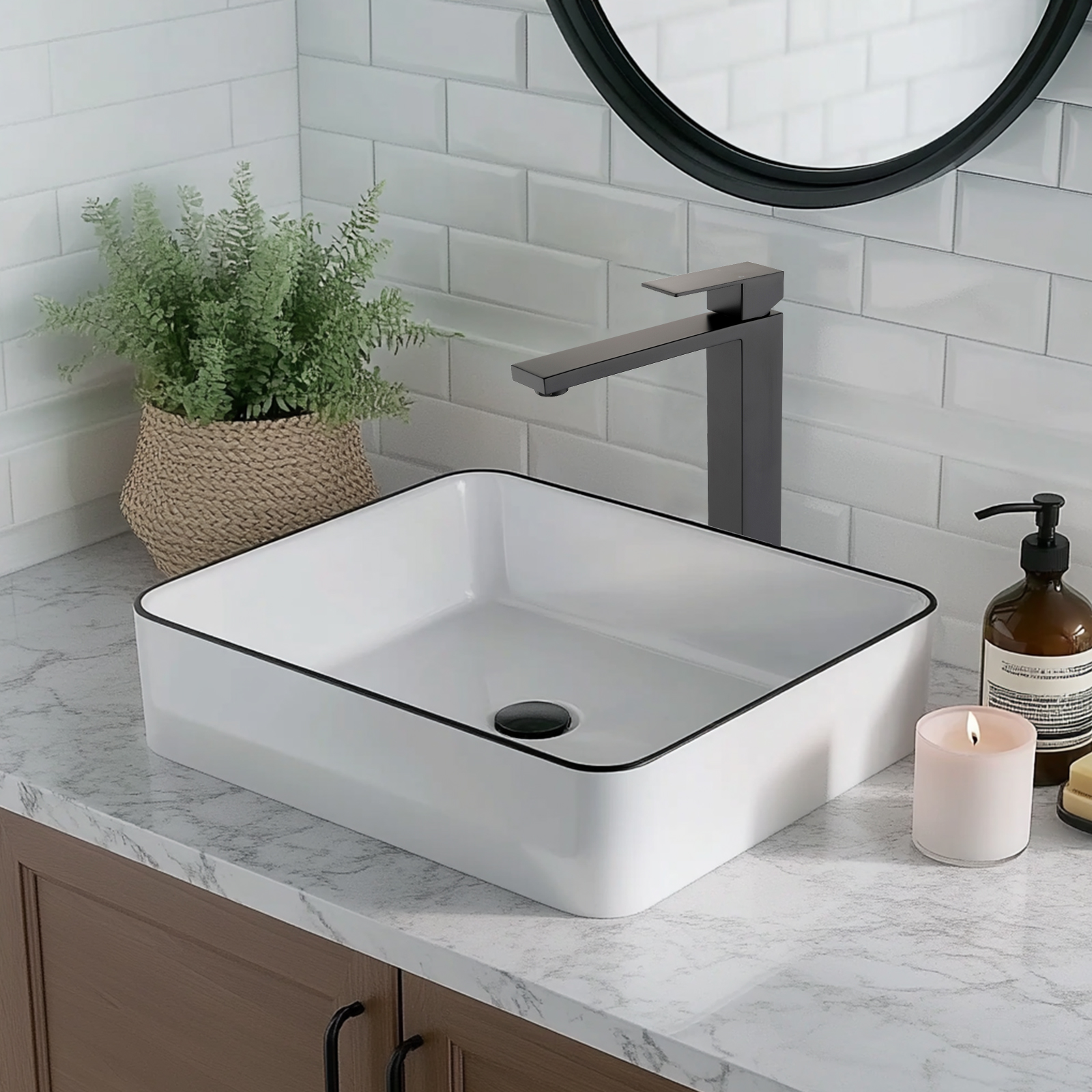 Cobbe Single-Hole Installation Bathroom Vessel Sink Faucet Single-Handle with Pop-Up Drain Faucet Matte Black