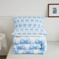 thumbnail image 5 of Erosebridal Cartoon Bow Comforter Sets Queen Size,Blue Lightblue Bedding Queen Comforter Set,Geometric Plaid Bedding Sets Queen with Comforter,Ultra Soft Cute Bedroom Decoration,Reversible,3 Pieces, 5 of 8