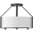 thumbnail image 2 of Progress Lighting, Ratio Collection, 3-Light Semi-Flush, Brushed Nickel, White Linen Drum Shade, 2 of 6
