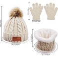 thumbnail image 2 of Morttic 3Pcs Toddler Boys Girls Winter Beanie Hat Scarf Gloves Set, Kids Warm Fleece Lining Hat Beanie Sets For age 2-6 Years (Beige), 2 of 4