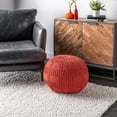 thumbnail image 4 of Brooklyn Rug Co  Casual Knitted Cotton Basketweave Pouf Orange, 4 of 5