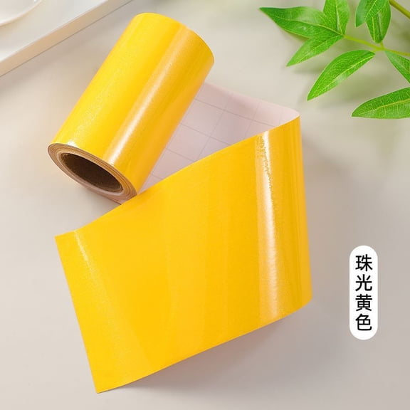 Namzi Self Adhesive Border Strip 5 Yards Skirting Line Wall Decor, PVC Bathroom Kitchen Wall Sticker, Peel & Stick Molding for Home Decoration,Yellow